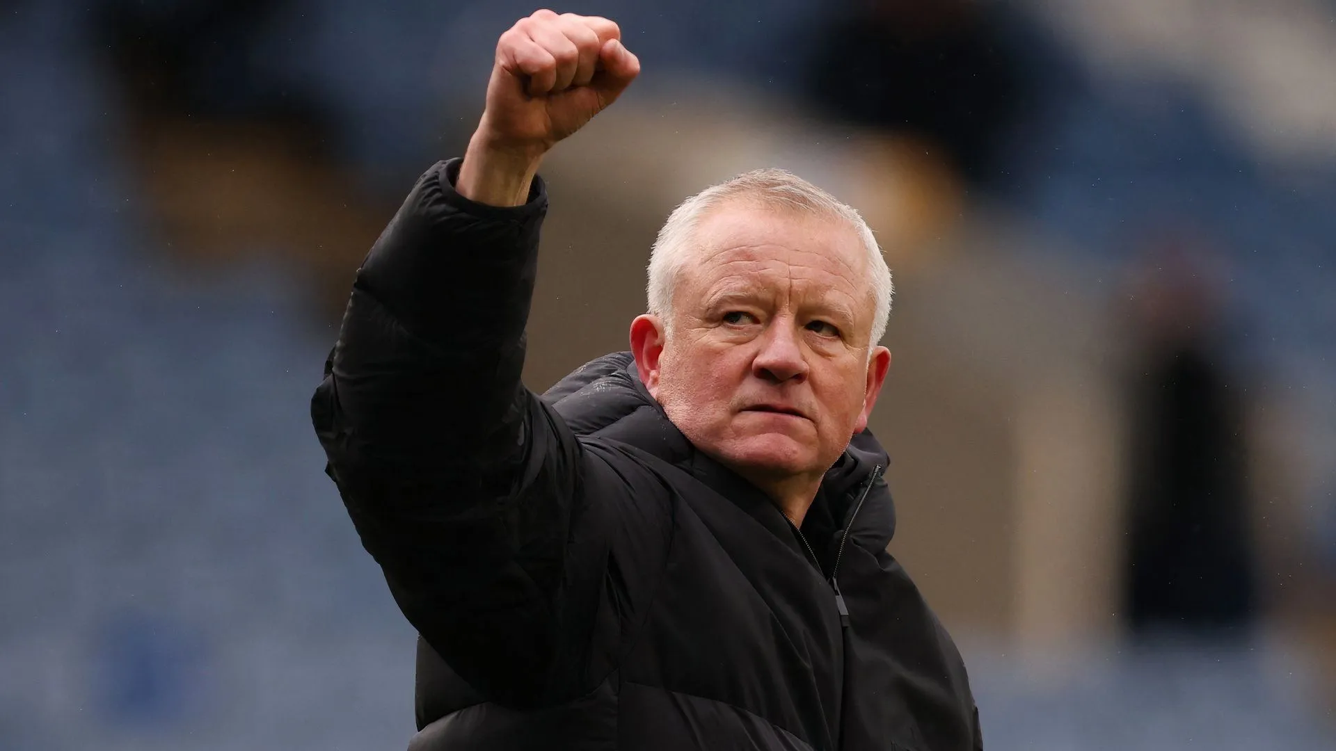 Chris Wilder ăn mừng chiến thắng của Sheffield United trước Sheffield Wednesday