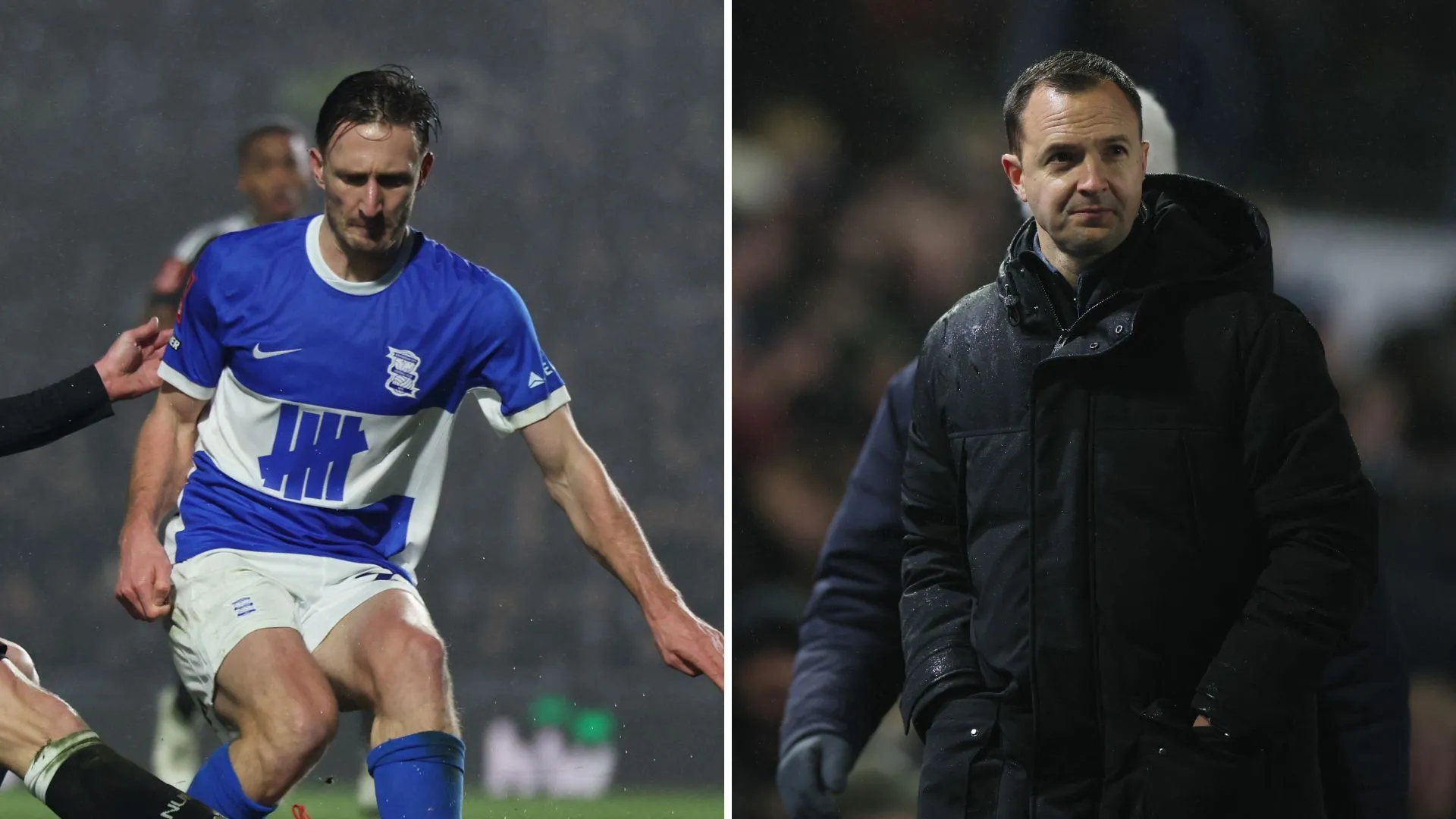 HLV Chris Davies của Birmingham City bên cạnh cầu thủ Ben Davies