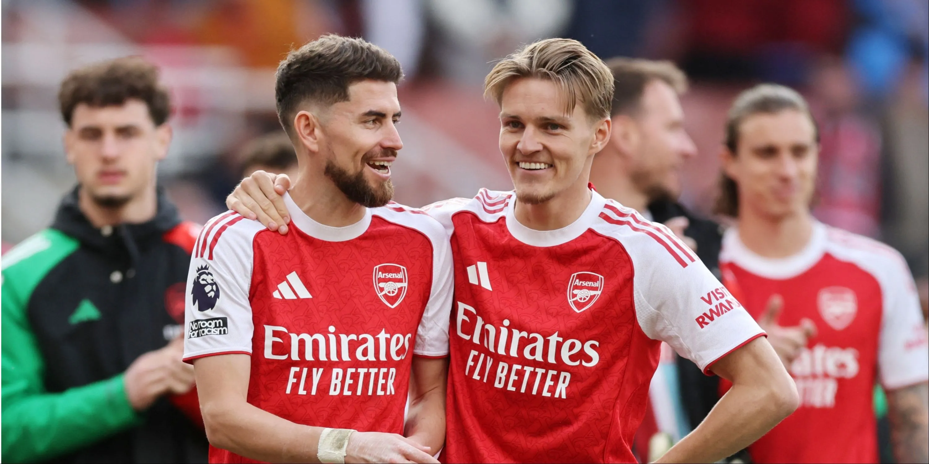 Jorginho và Martin Odegaard trong buổi tập cuối cùng của Arsenal