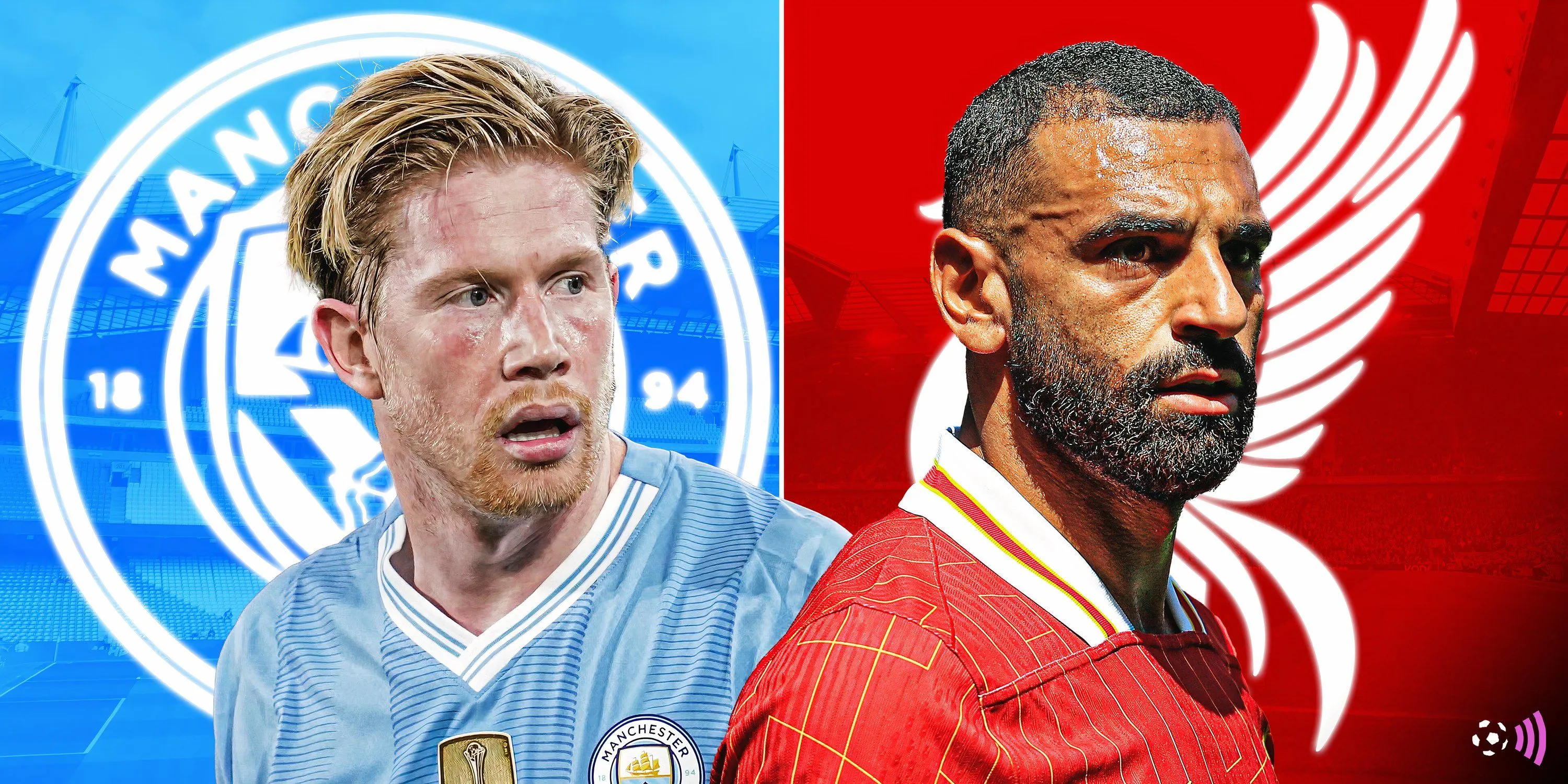 Mohamed Salah của Liverpool đối đầu Kevin De Bruyne của Man City trong trận cầu Ngoại hạng Anh