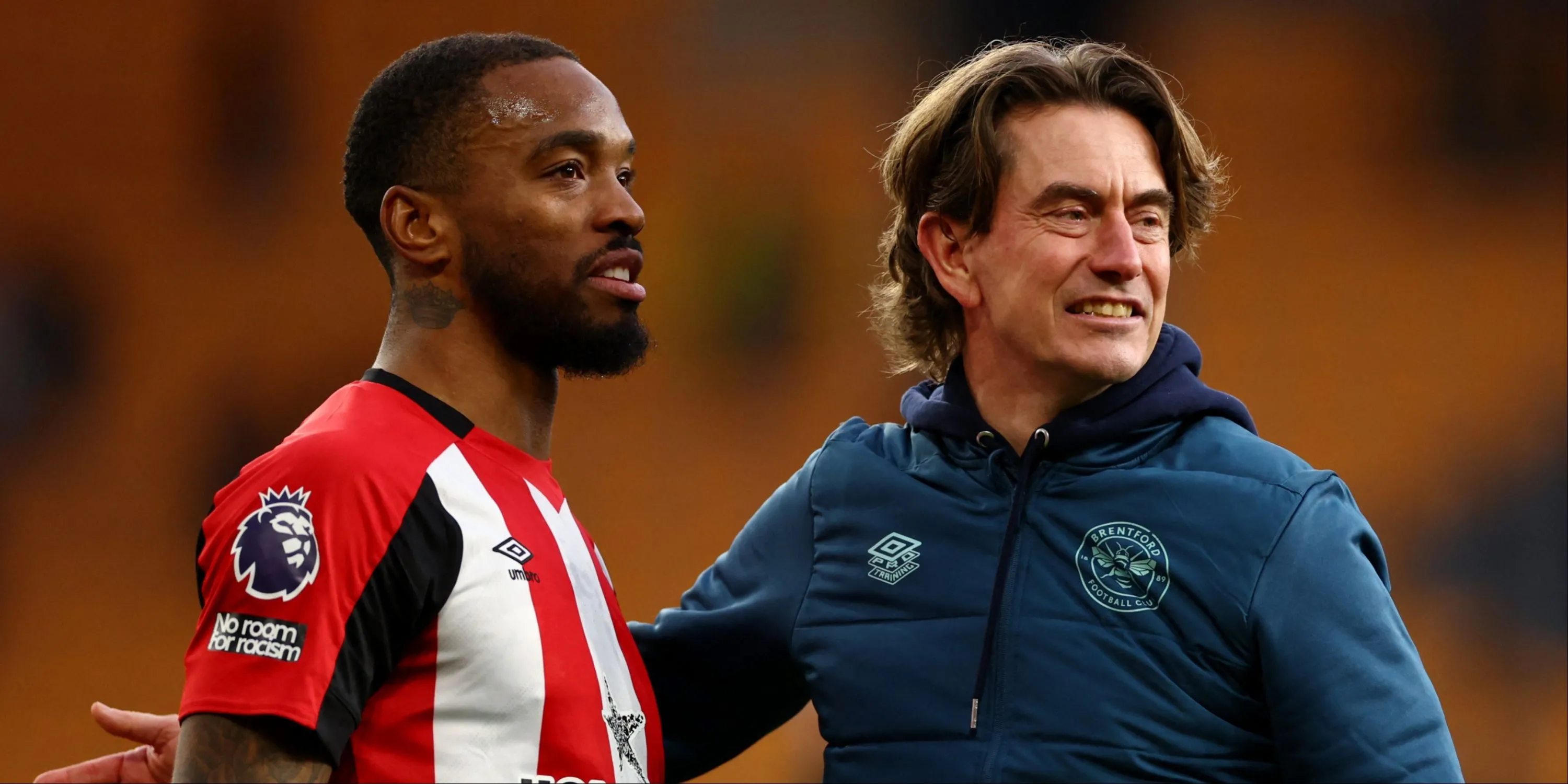 Thomas Frank, huấn luyện viên sắp dẫn dắt Tottenham, cùng cầu thủ cũ Ivan Toney