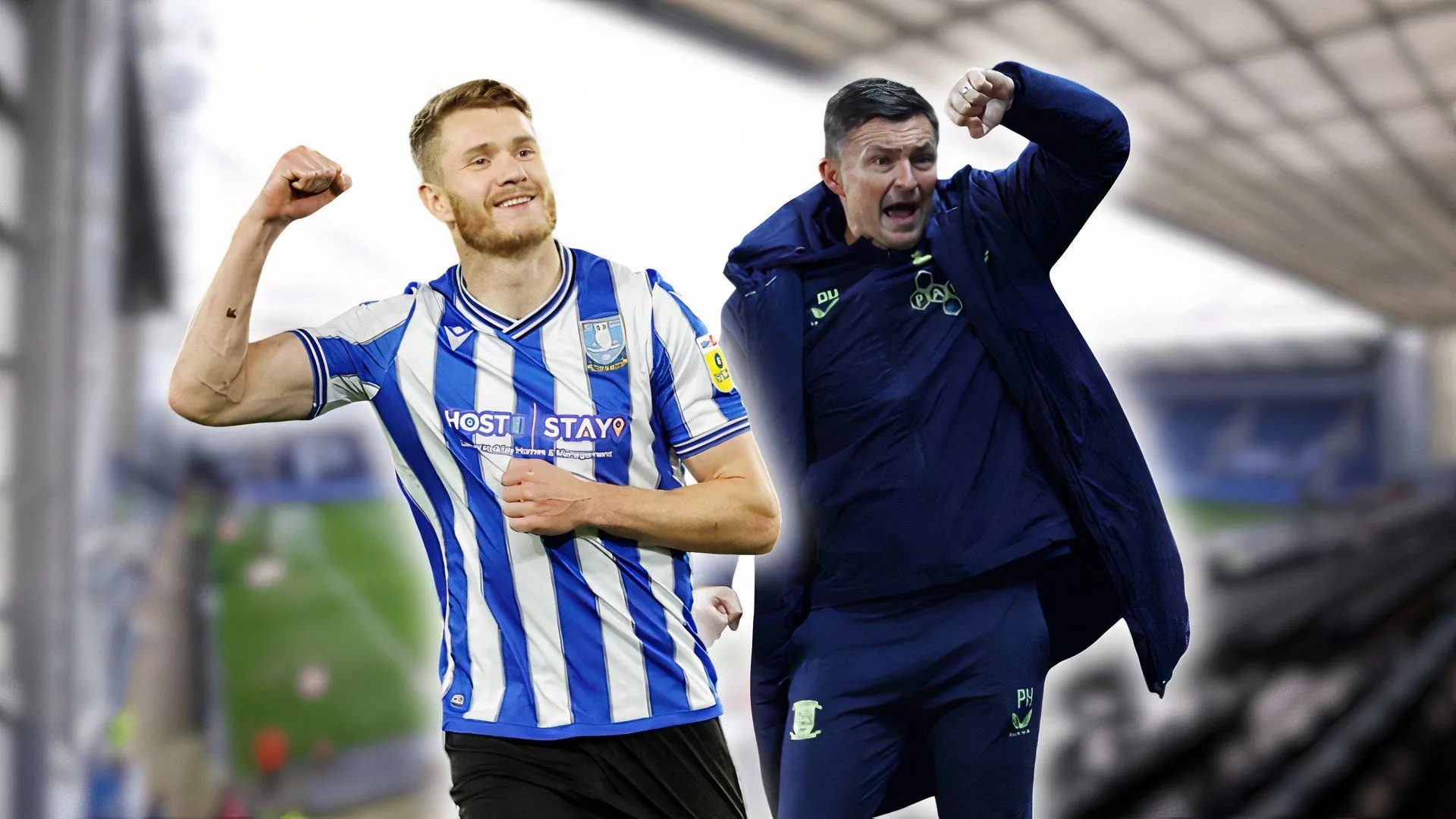 Michael Smith cùng cựu HLV Paul Heckingbottom, một trong những cầu thủ rời Sheffield Wednesday