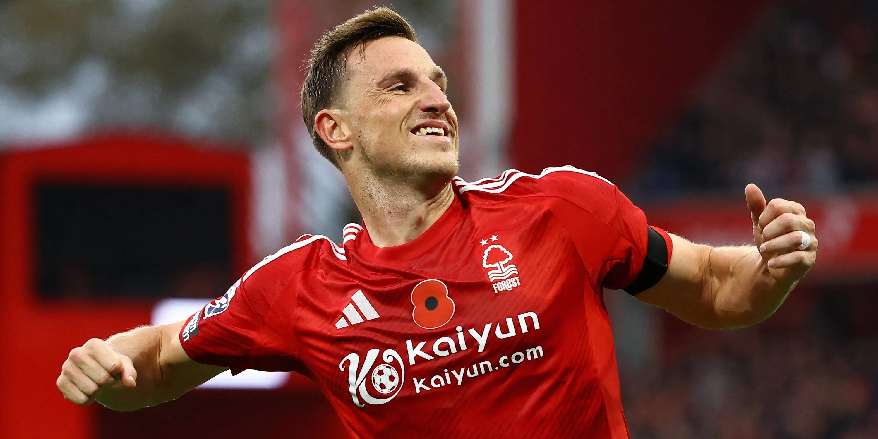 Tiền đạo Chris Wood của Nottingham Forest ăn mừng bàn thắng